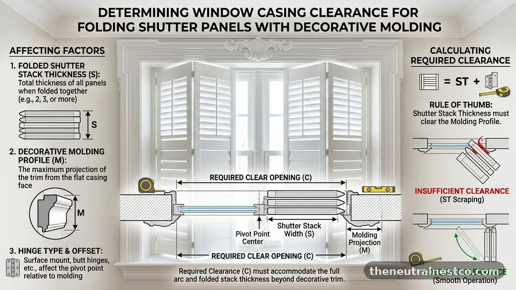 Accounting for Decorative Molding - How Much Window Casing Clearance Is Needed for Folding Shutter Panels?