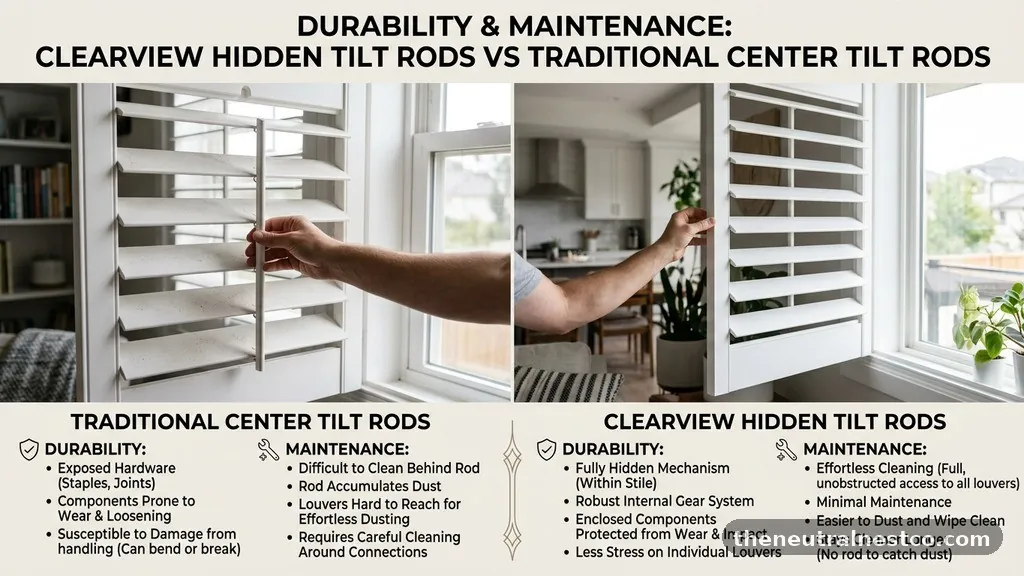 Comparison of Maintenance Requirements - Clearview Hidden Tilt Rods vs Traditional Center Tilt Rods: Durability