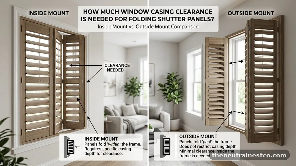 Inside Mount vs. Outside Mount - How Much Window Casing Clearance Is Needed for Folding Shutter Panels?