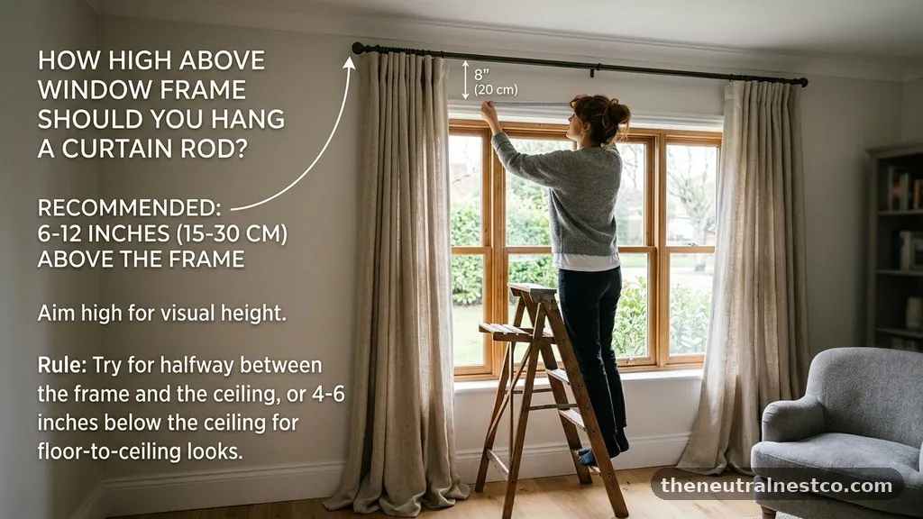 Working with Floor-to-Ceiling Curtains - How High Above the Window Frame Should You Hang a Curtain Rod?